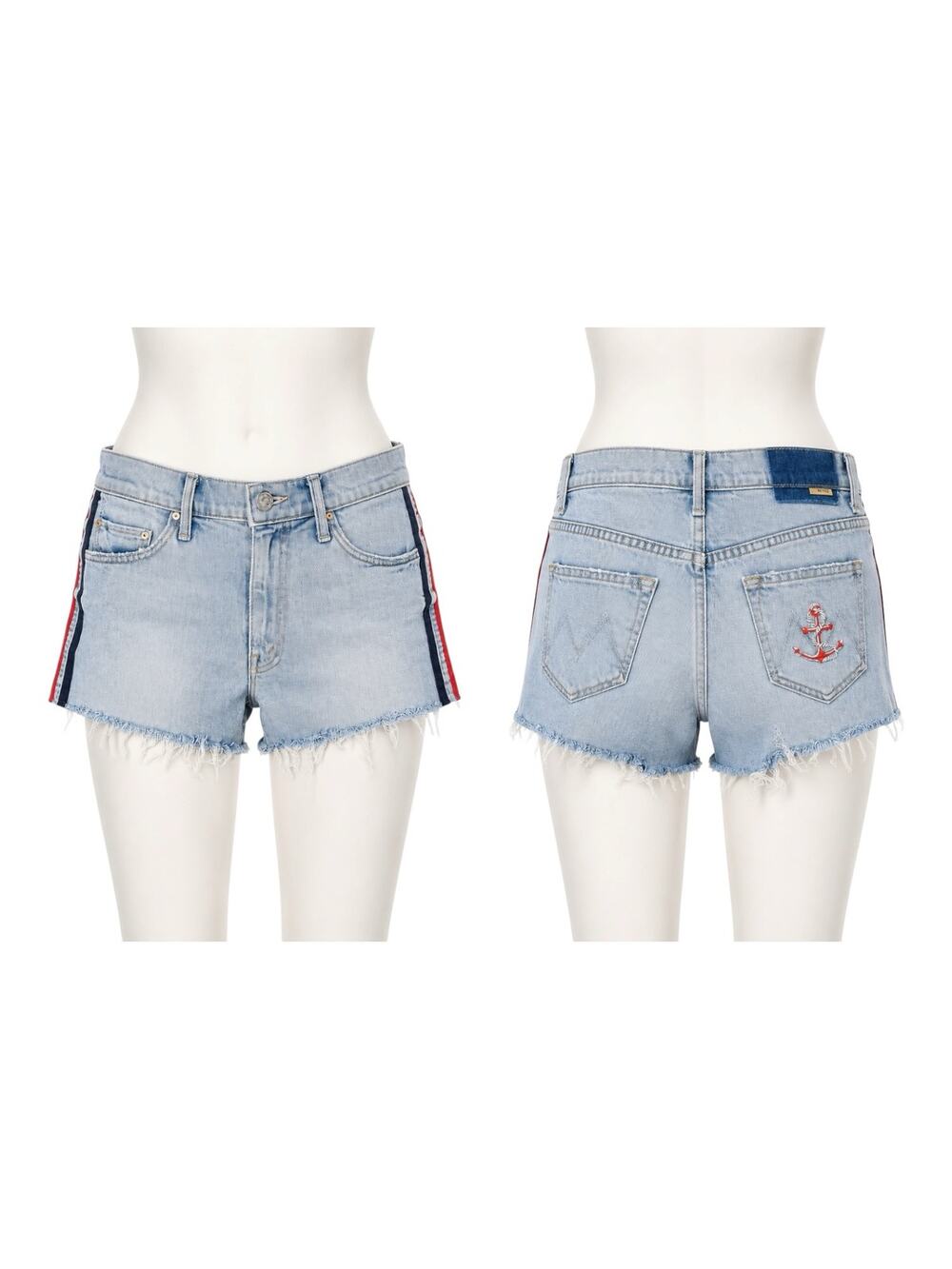 Mother Easy Does It Thanks Again Racer Anchor Pocket Denim Shorts 24
